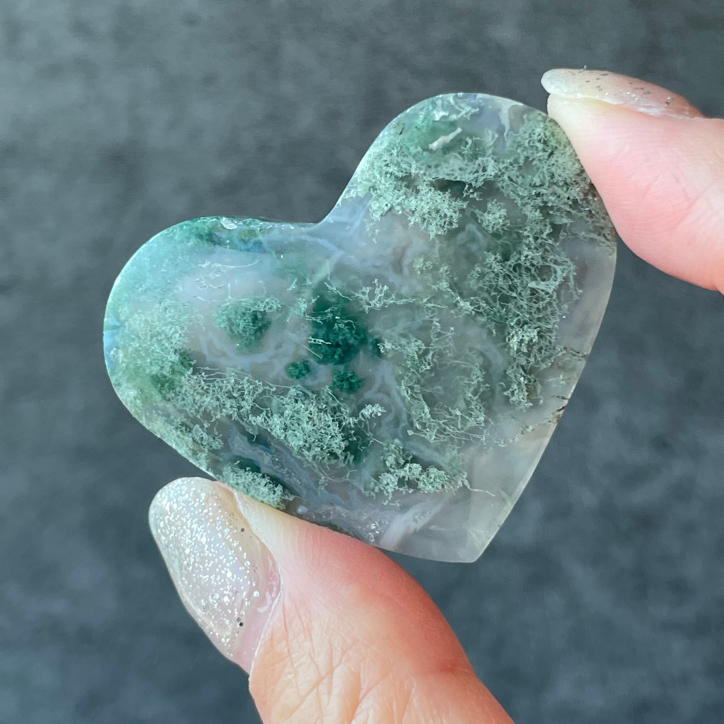 Moss Agate モスアゲート|Heart ハート|天然石 パワーストーン 鉱物 gem stone