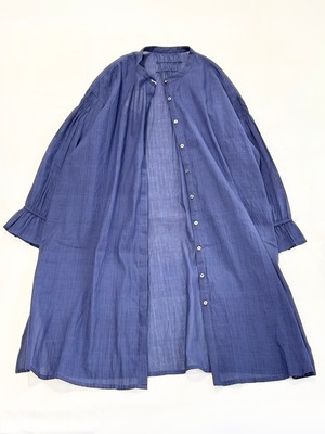 シサム工房・カディ　シャーリングロングシャツ・ライトネイビー
