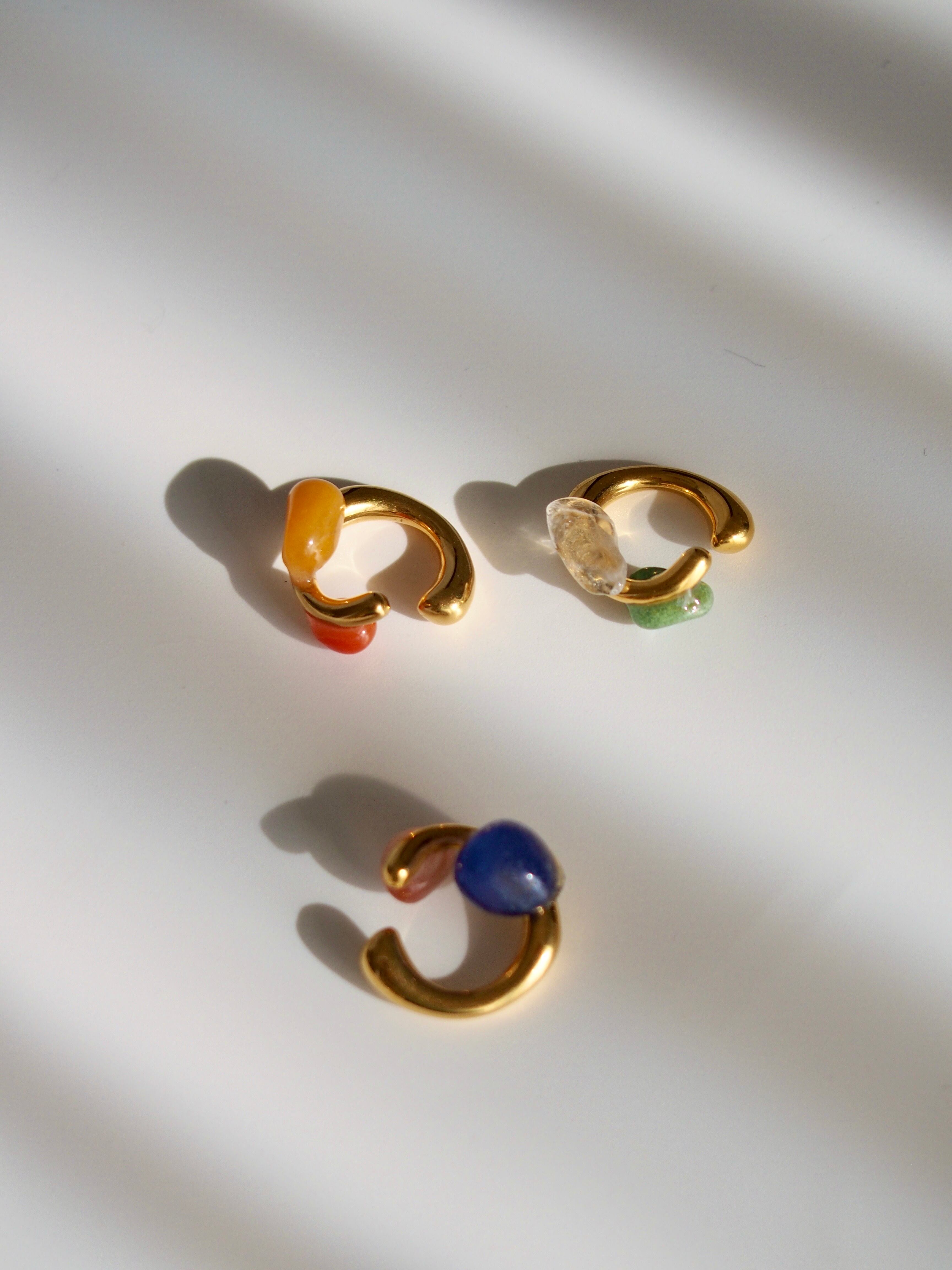 " Agate loose stone ear cuff " -deux- 【GOLD】