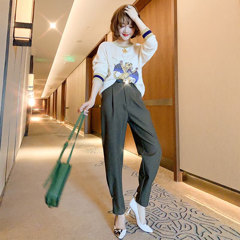 チェーン 薄手ソリッド カラーパンツ オータムウィンター 秋物 冬物 ソリッドカラー MIUCO16919108290