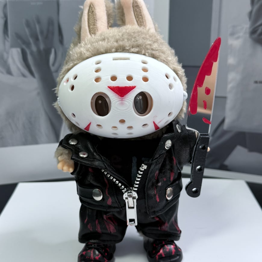 Labubu ワンドール服 マスク付き!ハロウィン限定 不死身ジェイソン コスチューム フルセット 雰囲気抜群