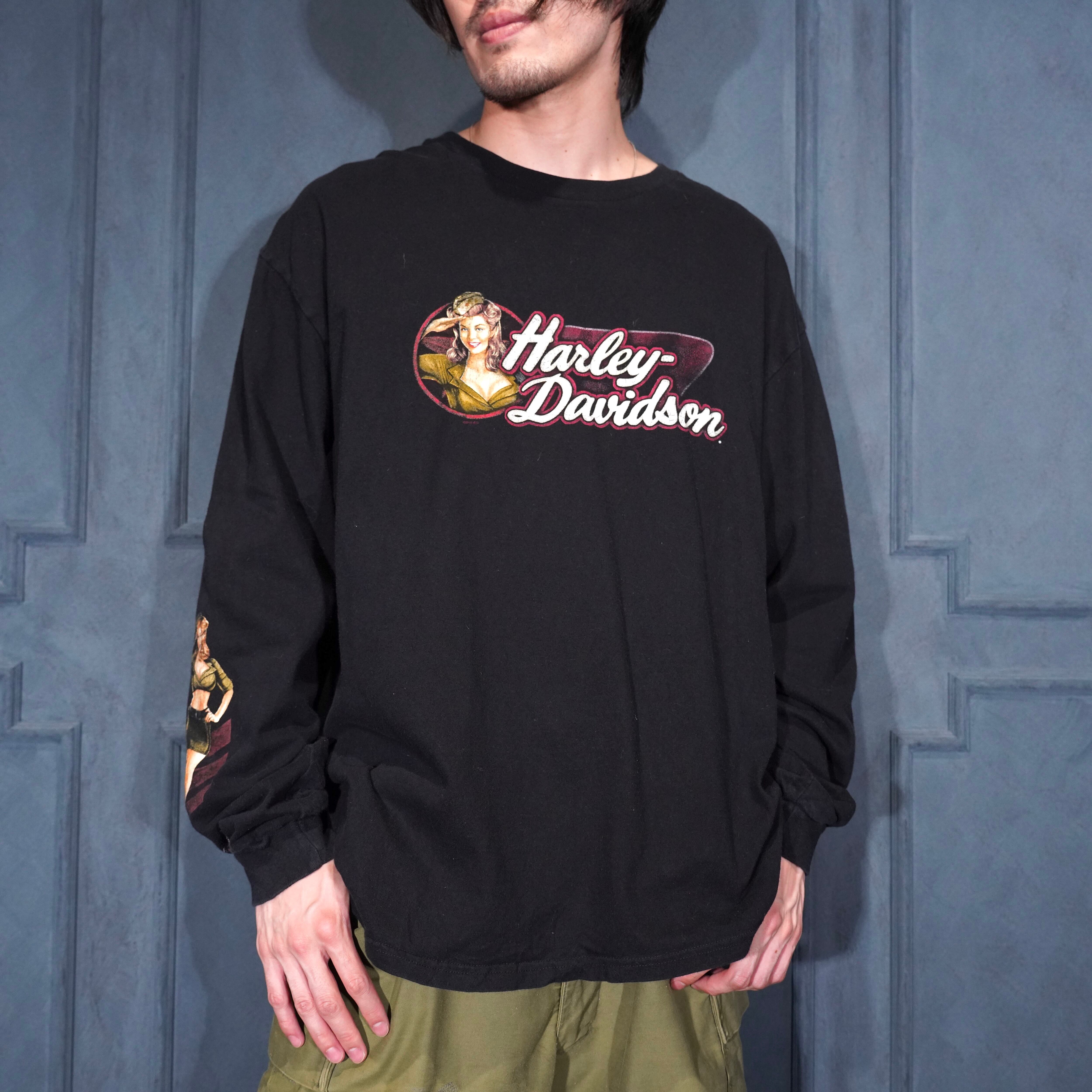 Harley-Davidson 長袖カットソー アメリカ製XXL USA VINTAGE HARLEY DAVIDSON DOUBLE SIDED PRINT DESIGN LONG SLEEVE