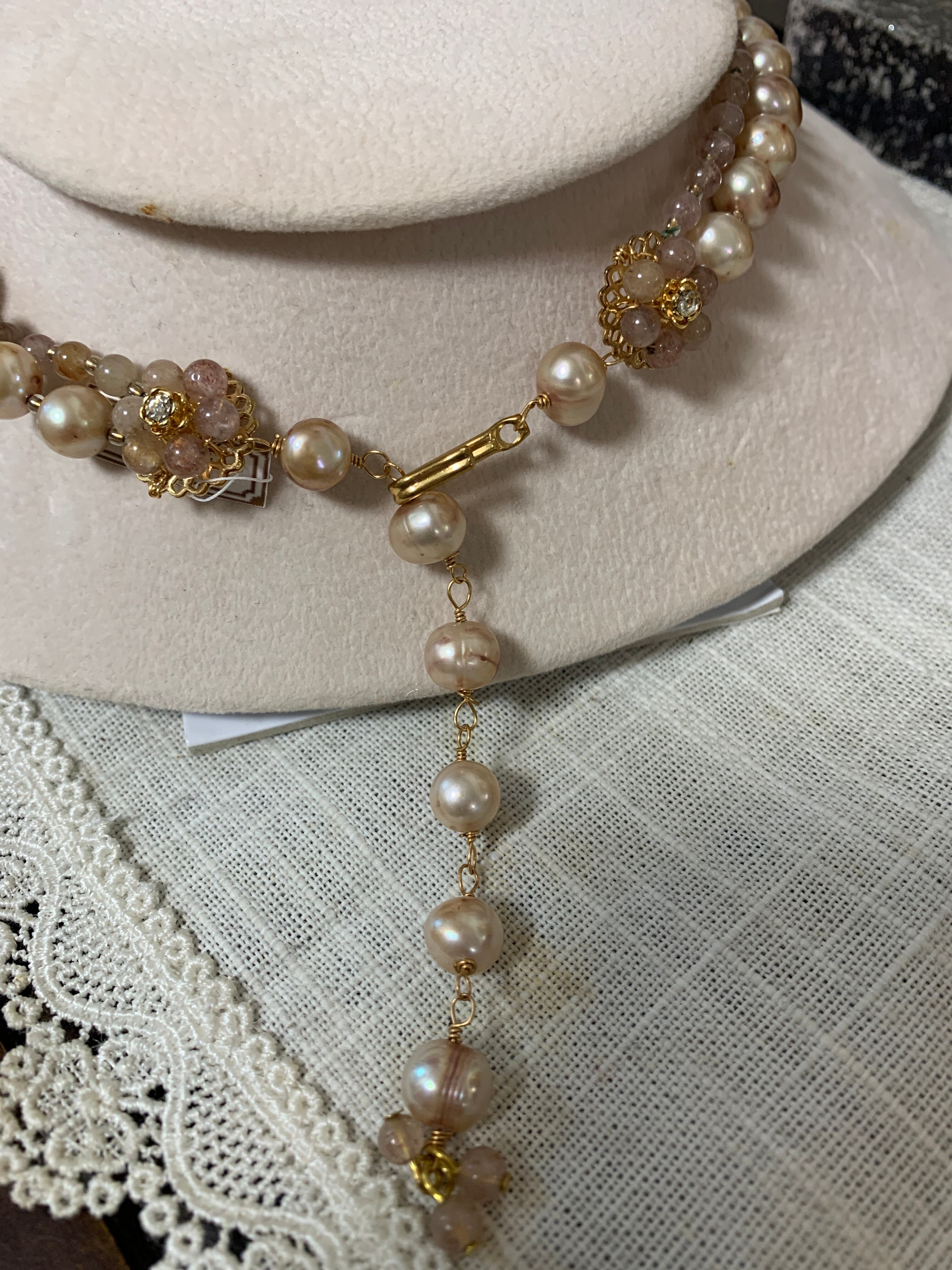 天然石の２連ネックレス