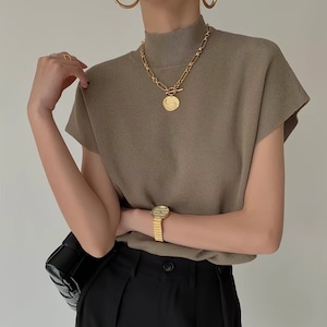 High Neck Sleeveless Knit【S00304】