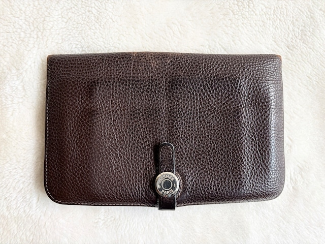 2004 HERMES Dogon GM Togo long wallet BROWN MADE IN FRANCE