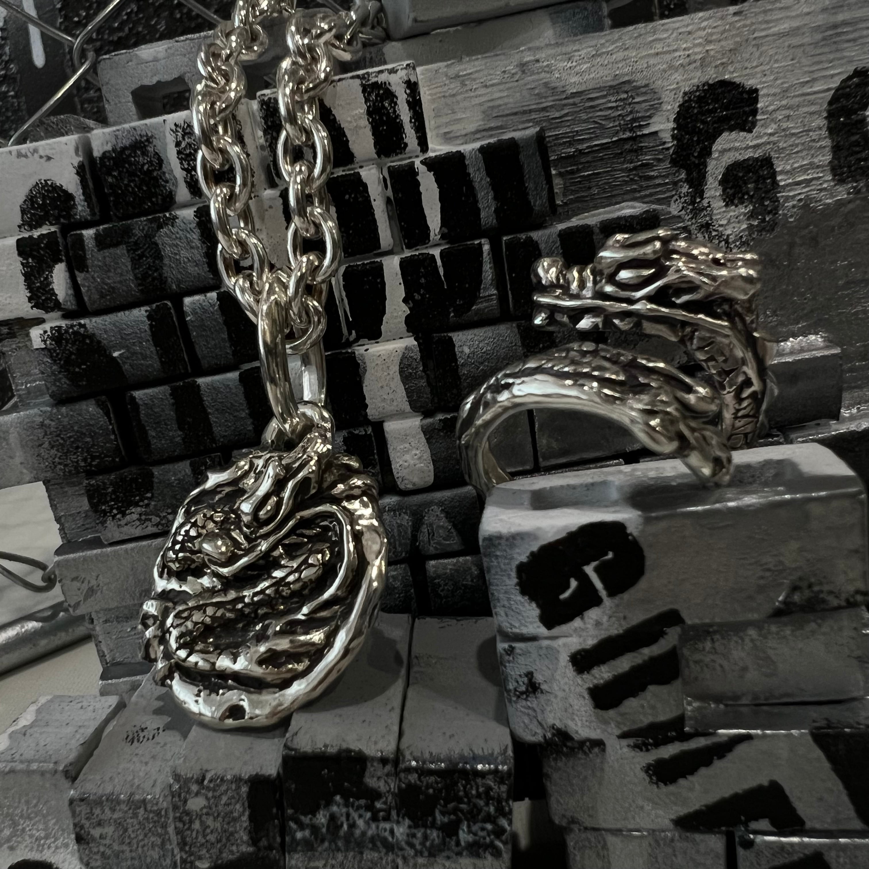 R X 123】RYU シルバーリング フリーサイズリング 龍 指輪 メンズ