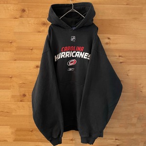 【Reebok】NHL アイスホッケー Carolina Hurricanes ロゴ プルオーバー パーカー L アメリカ古着