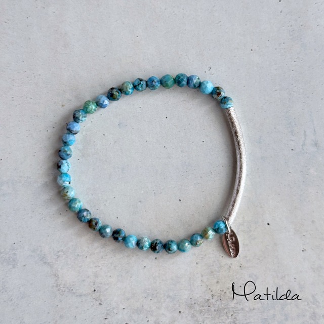 【再販】Tube & stone bracelet（ブルーオパール）