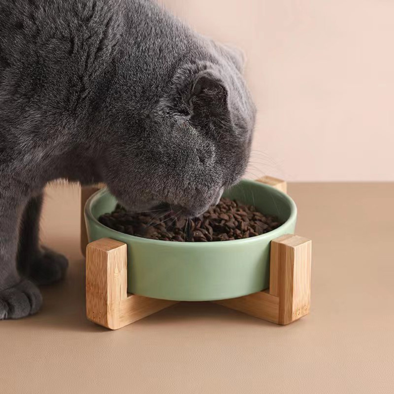 【GOODS】4色展開マカロン色大容量転倒を防止するボウル&スタンド