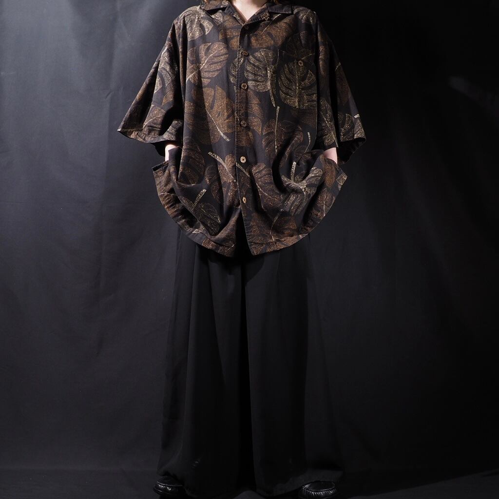 Decadent Fallen leaves full pattern Open collar ss shirt