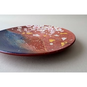【飾り皿】赤富士に桜 Ornamental plate for wall hanging