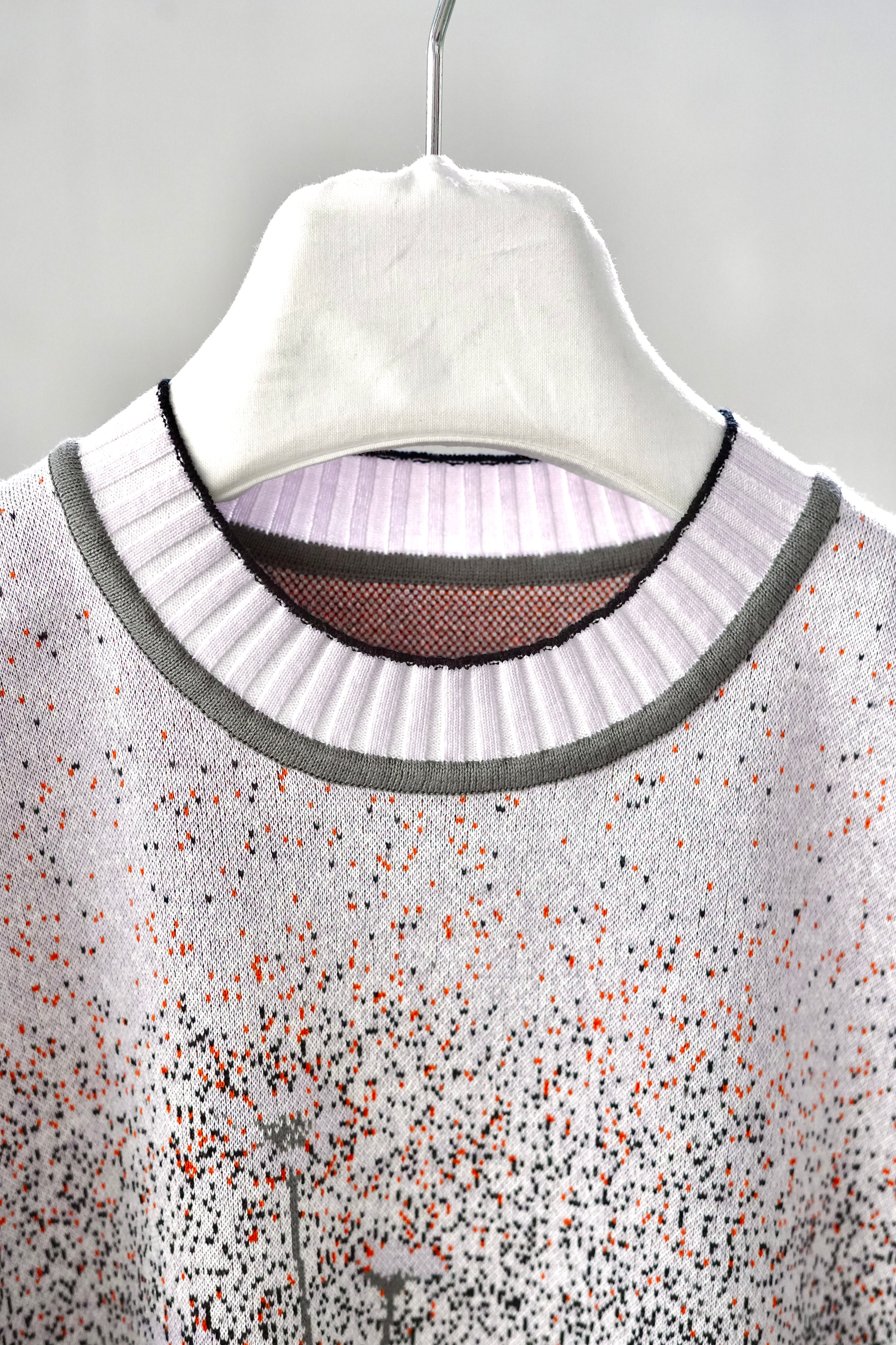 Mame Kurogouchi / Floral Jacquard Graphic Knit Top ( GREEN, PURPLE