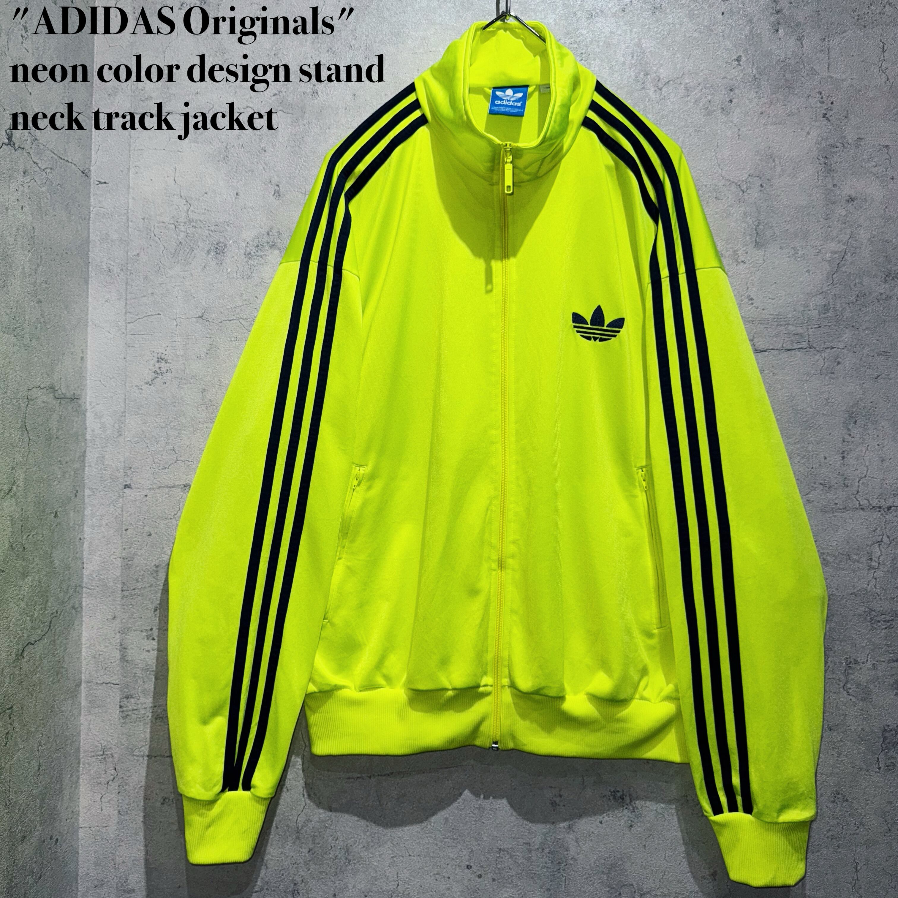 "ADIDAS Originals"neon color design stand neck track jacket