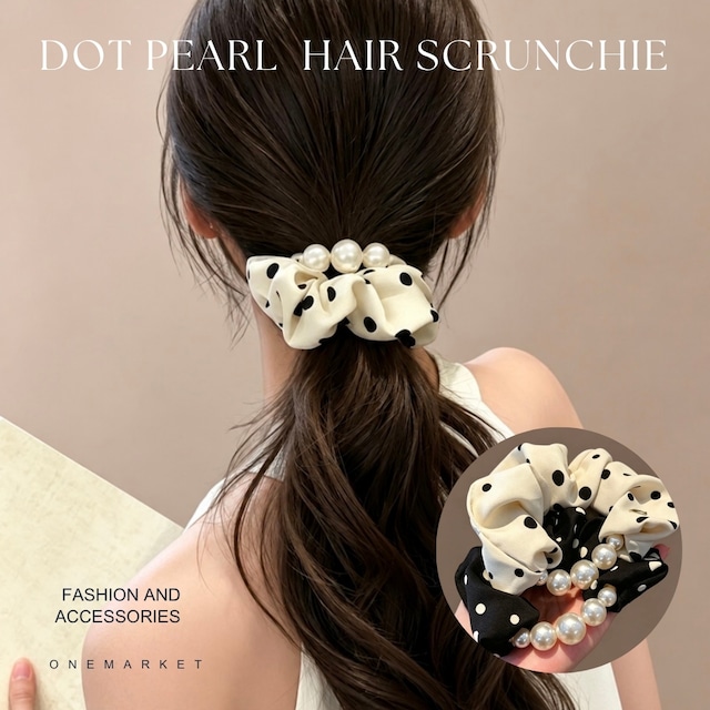dot pearl scrunchie No.Z158