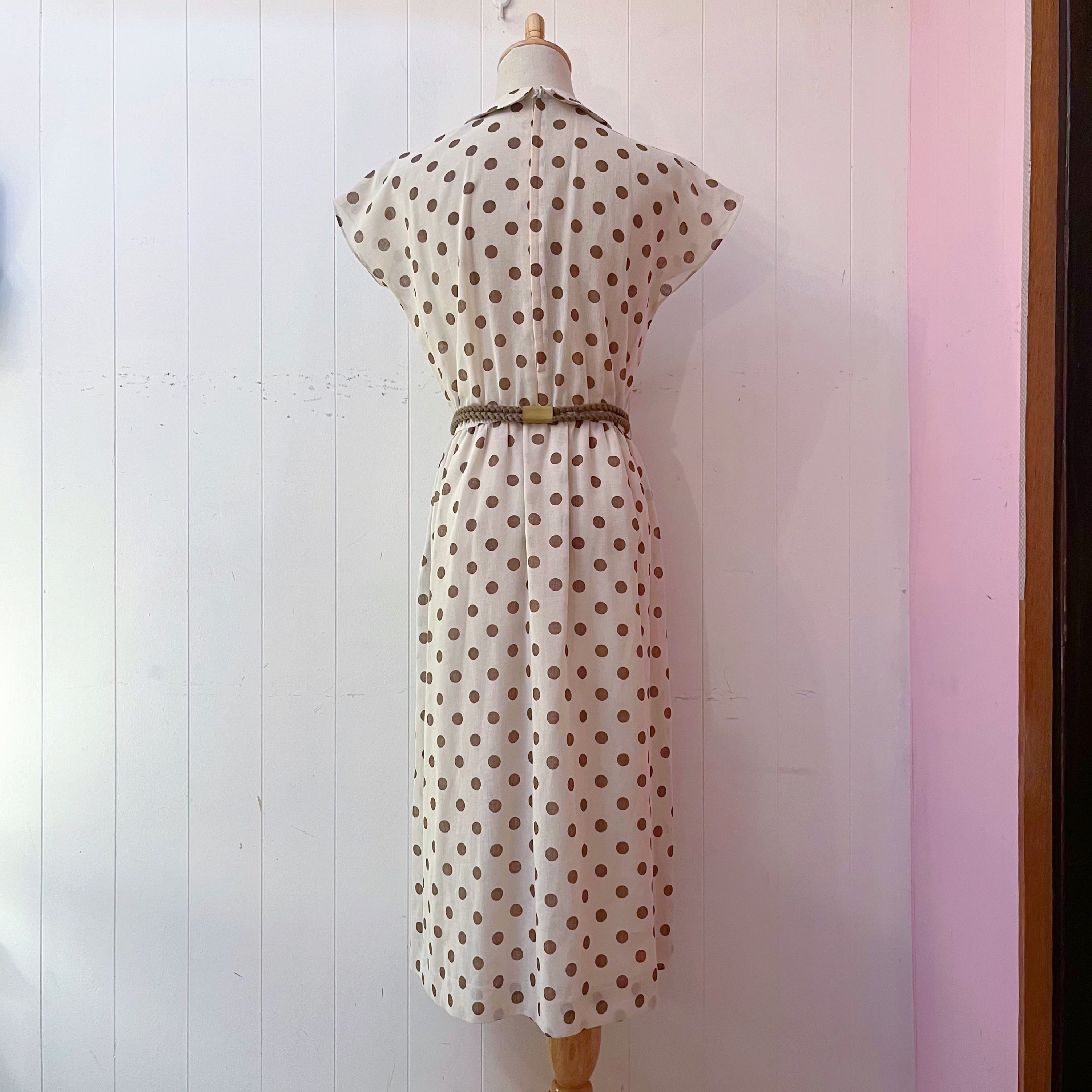 shell belt brown dot one-piece