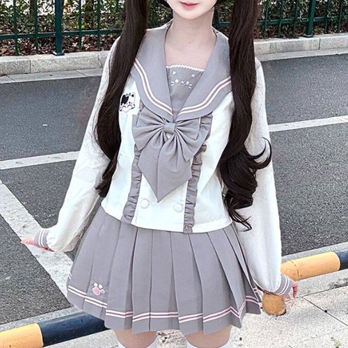 ゆめかわ♡全2カラー　フリル付きキャットセーラー服　seifuku48　