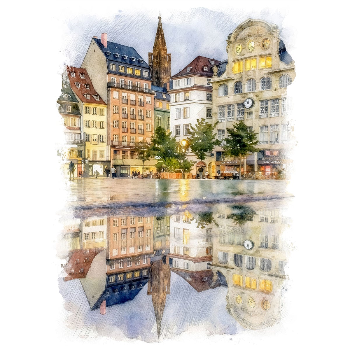 絵画 風景画(街並み) フランス パリ モンマルトルの階段 インテリア