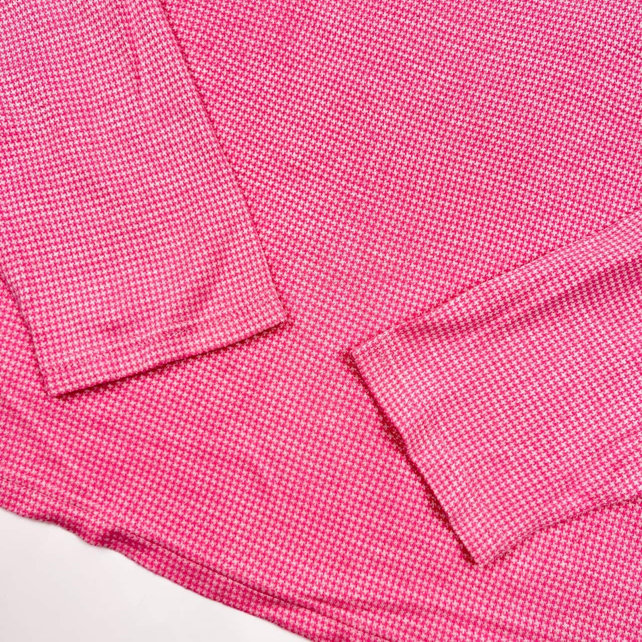 LANVIN SPORT ランバン スポーツ 千鳥柄 ハーフジップ ハイネック シャツ 42/ピンク レディース ゴルフ