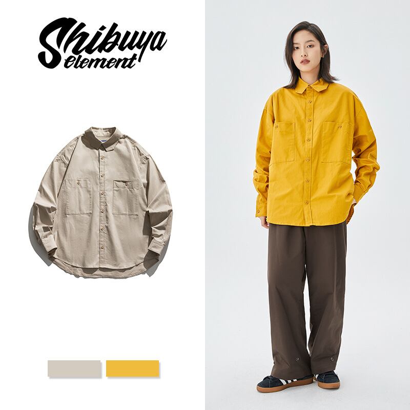 P12416 シャツ 長袖トップス 紐締め カジュアル 無地 カップル 人気新作