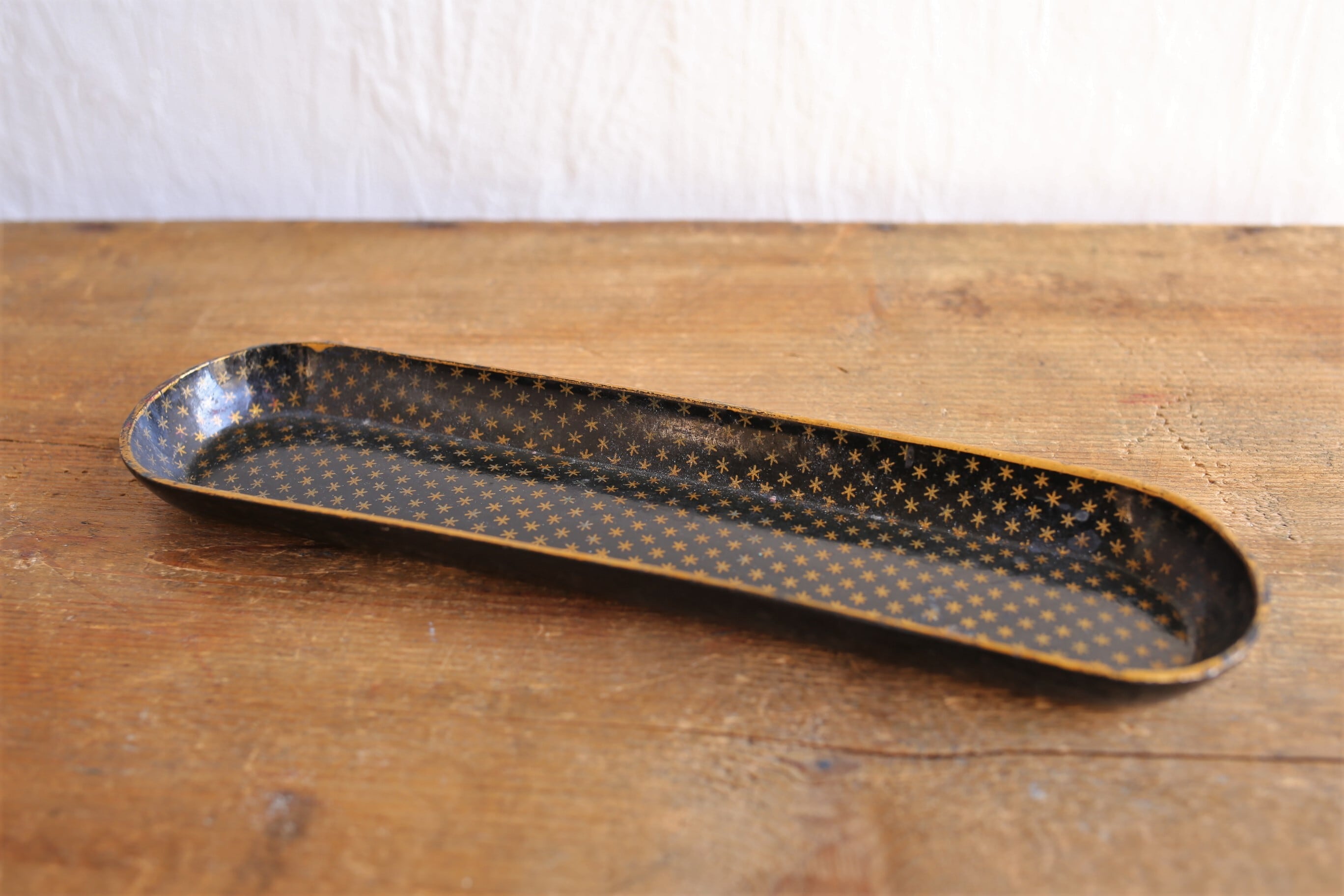 フランス アンティーク パピエマシェ 星柄トレイ N-01733