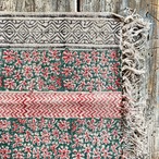 手織りコットンのブロックプリントロングマット　D