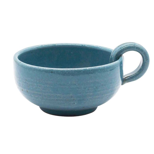 萬古焼 藍窯 スープカップ 320ml 「エスタ Esta」 赤土ブルー AGM-200100