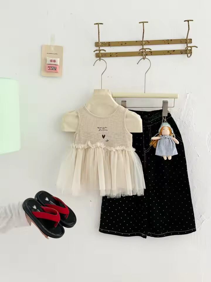 レースハートリブタンクトップ