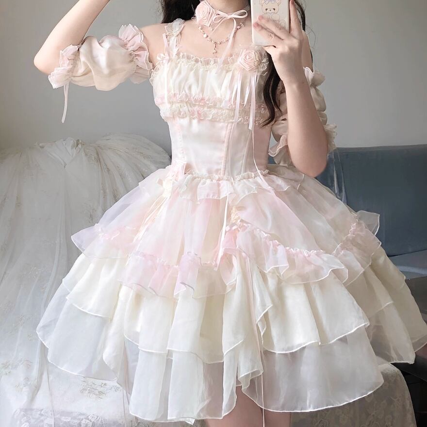 新品 BABY ベビードールジャンパースカート 黒×オフ白