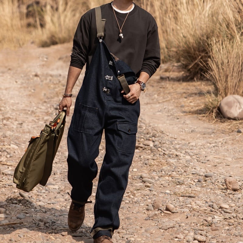 デニムデッキストレートオーバーオール A18601