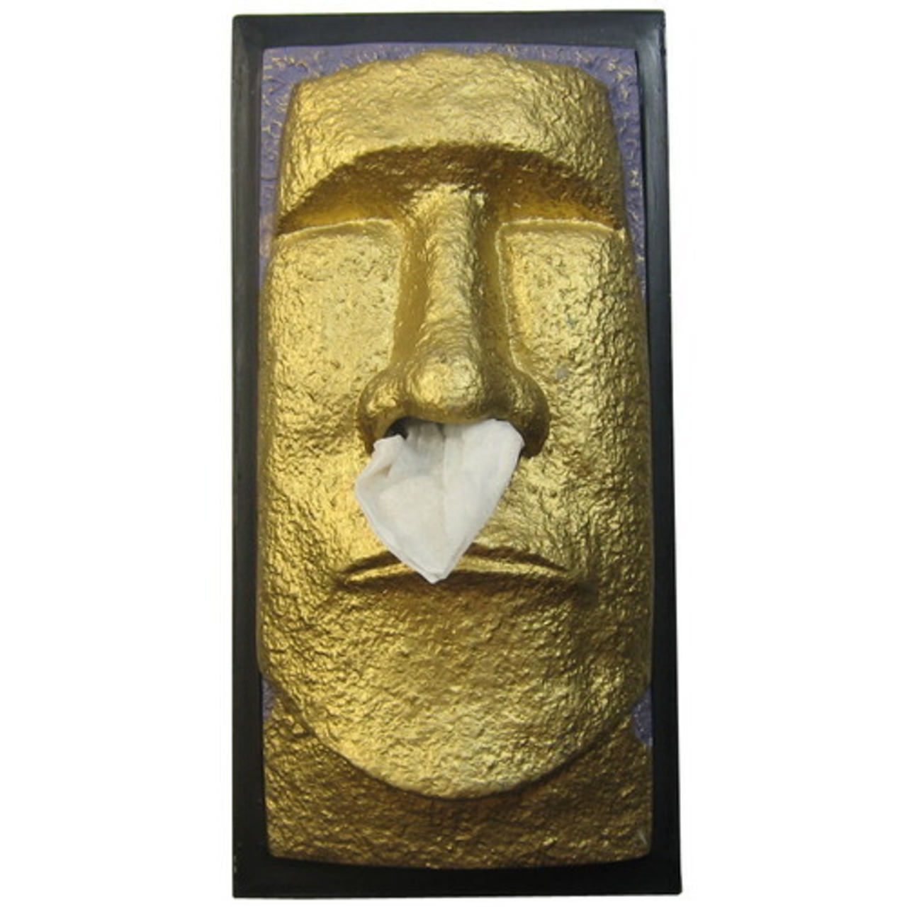 おもしろティッシュケース　フェイス「黄金のモアイ」 Fun Tissue Case Moai Gold　ロータリーヒロ - 1