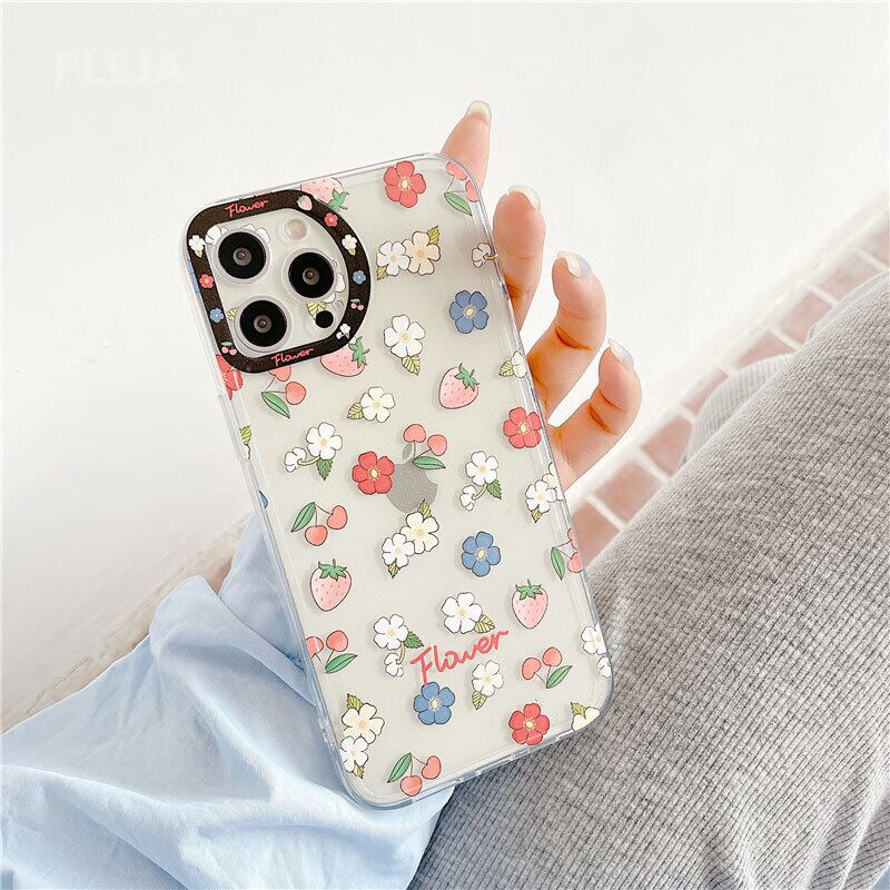 Iphone12対応 おしゃれ かわいい フルーツ 小花 デザイン 耐衝撃 カメラレンズ 保護 Iphone クリア ソフトケース おしゃれな Iphoneケース専門店 Khagain