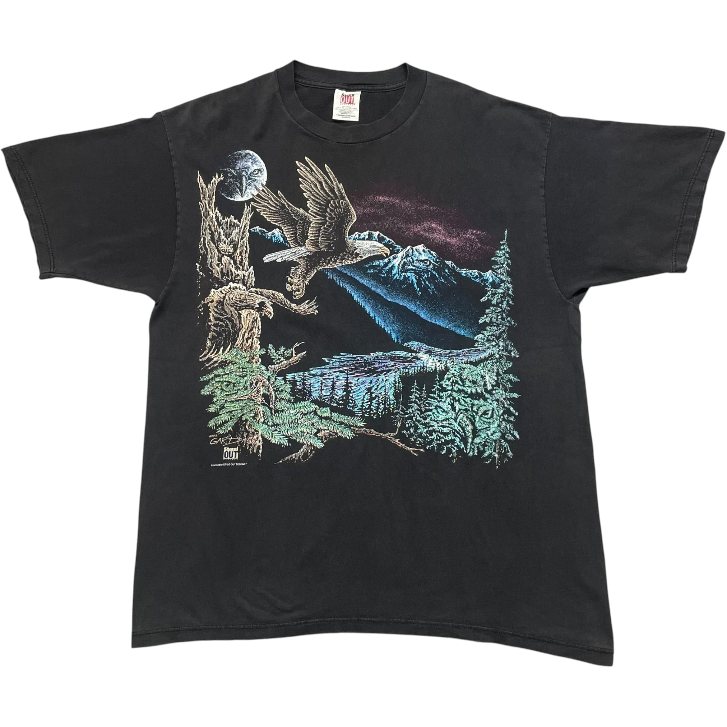 《XL》Stand OUT DESIGNS® スタンドアウトデザインズ Tシャツ フロントプリント イーグルプリント ブラック 90年代 vintage no.10513