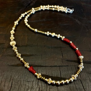 ブライト（Bright）血赤珊瑚ネックレス（Wave S Hematite All Gold）50cm