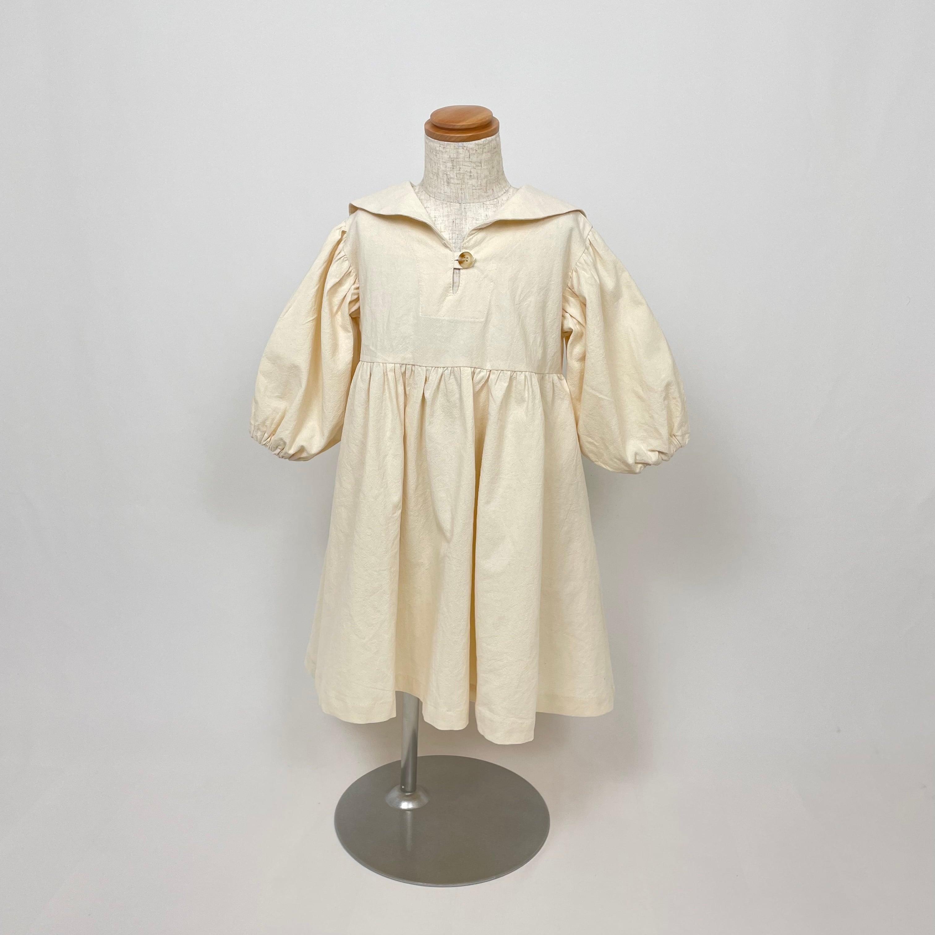 riziere ピュアコットンセーラーカラーギャザーワンピース【アイボリー】 | sokke powered by BASE