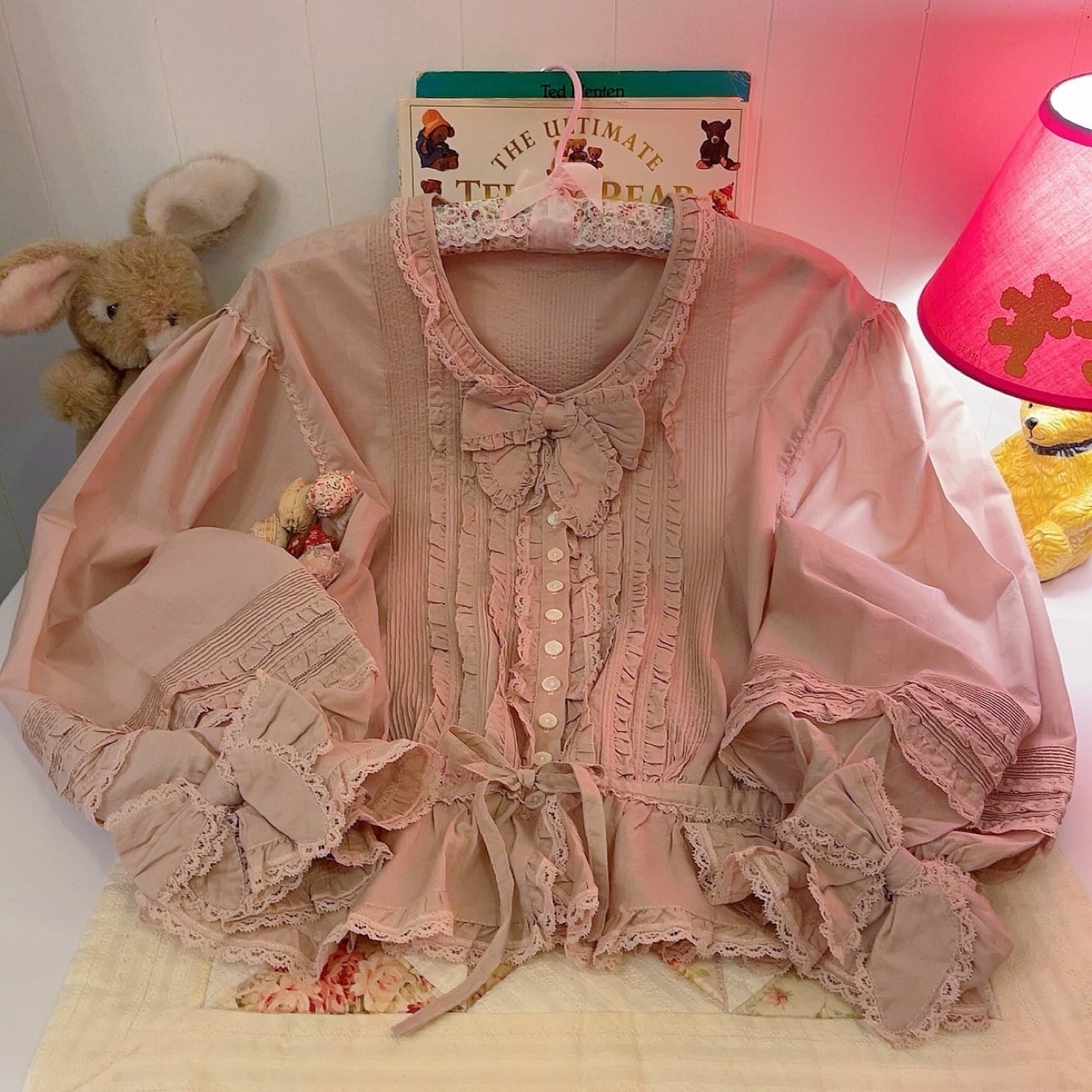 PINKHOUSE / pale pink frill ribbon blouse