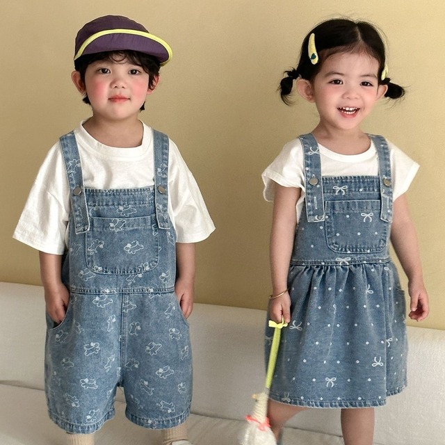 【BABY&KID】総柄デニムサロペット