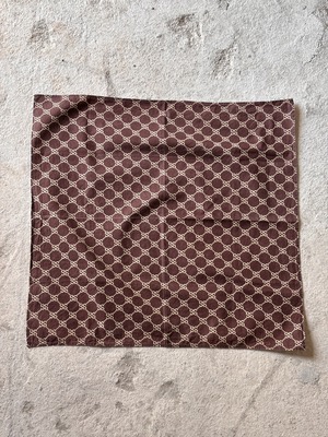 90～00s OLD STUSSY/Monogram print Bandana/USA製/モノグラム柄バンダナ/SSロゴ/ブラウン－/ステューシ－/オ－ルドステューシー