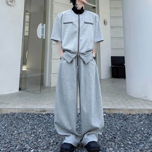 【Men】CONTRAST ZIP STAND COLLAR SLEEVE PANTS SETUP S-2296