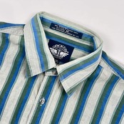 USA製 90s DOCKERS ドッカーズ LONG SLEEVE ストライプ 長袖シャツ M/ブルー×グリーン メンズ ビンテージ リーバイス