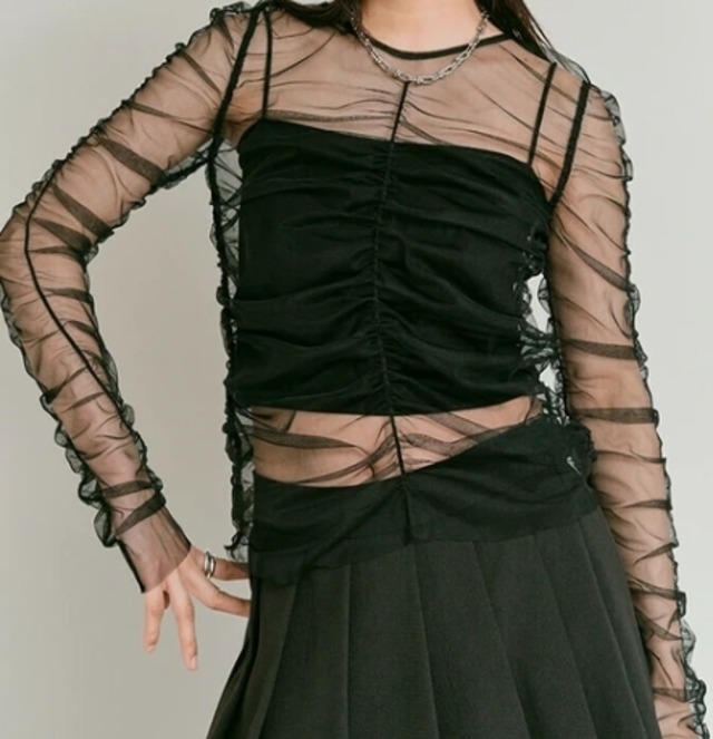 【衣】2wayシャーリングシアートップス