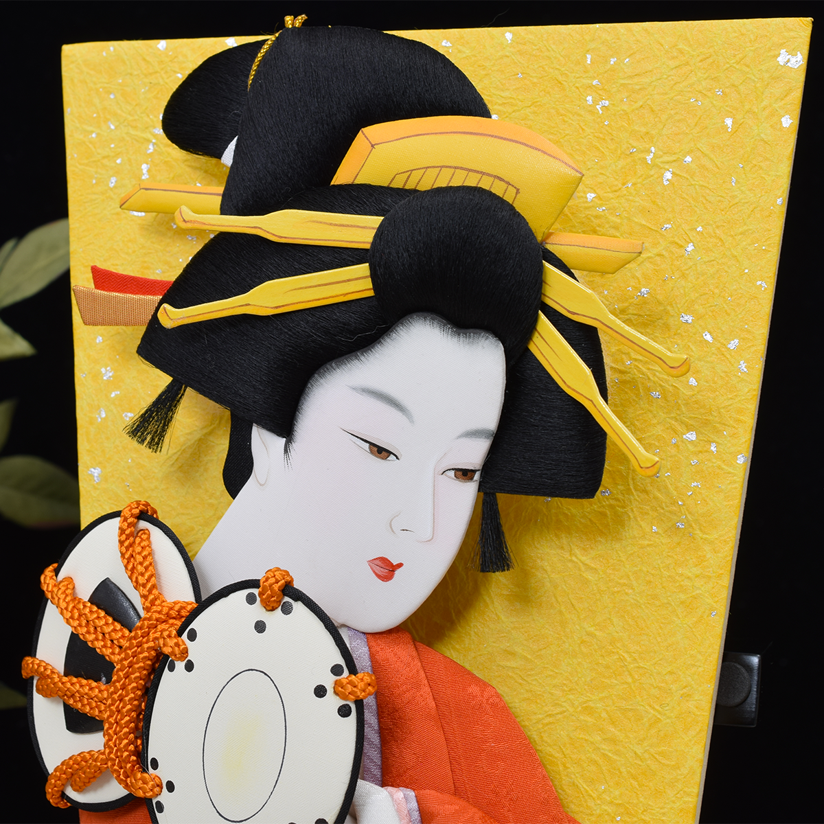藤娘 羽子板飾り 羽子板 本仕立押絵 隆山作 ⑥ 春彩 15号 ケース付き