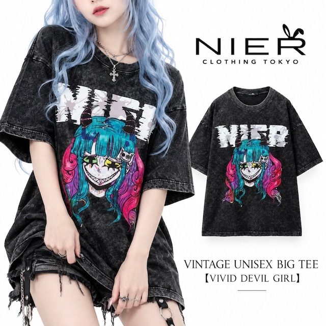VINTAGE UNISEX BIG TEE【VIVID DEVIL GIRL】