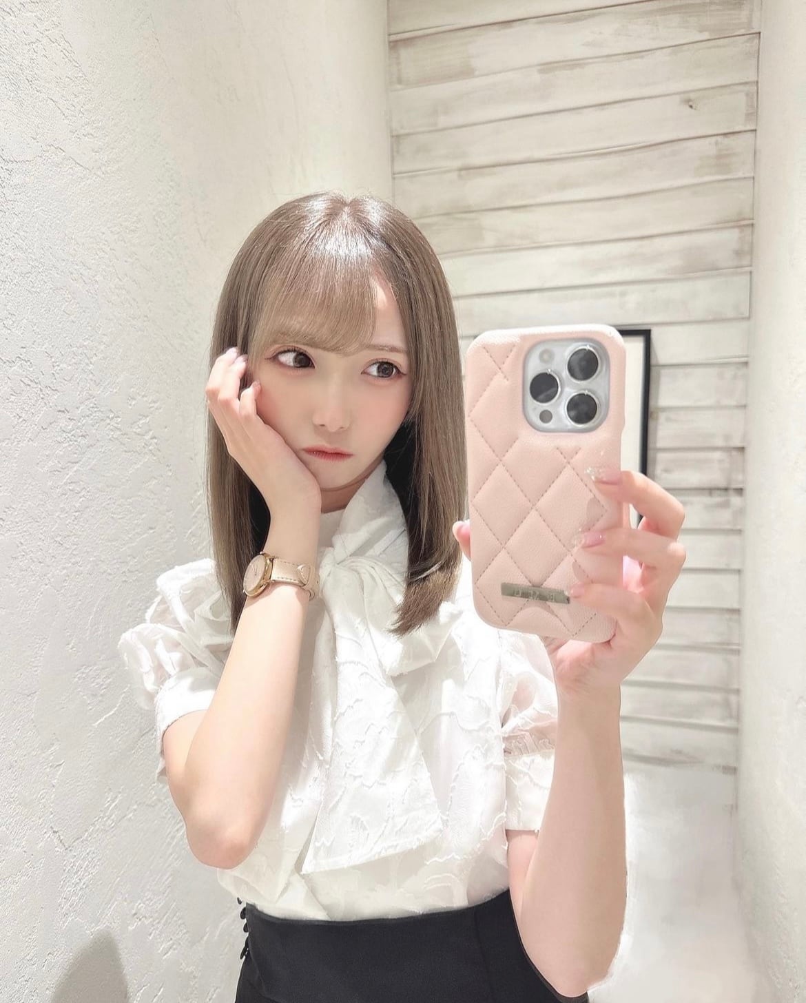 Rose Muse quilting iPhone case ピンク quilting iPhone case