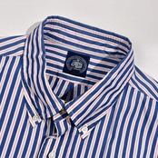 J.PRESS ジェイプレス ストライプ柄 BD ボタンダウン 長袖シャツ LL/ブルー×ピンク系 メンズ