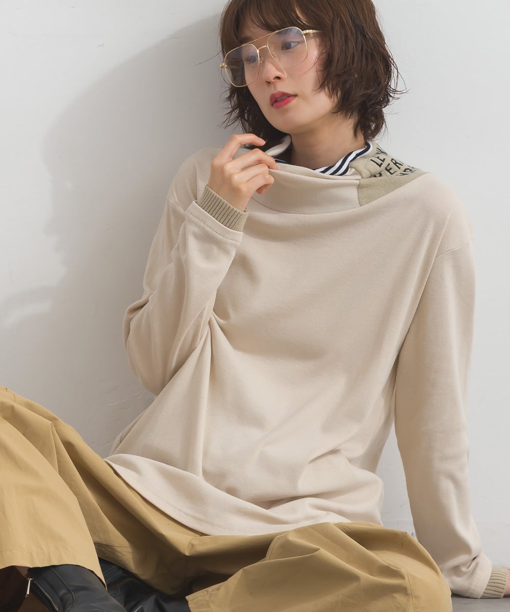 どーる K261004 ロゴジャカードタートル長袖Tシャツ / Logo Jacquard