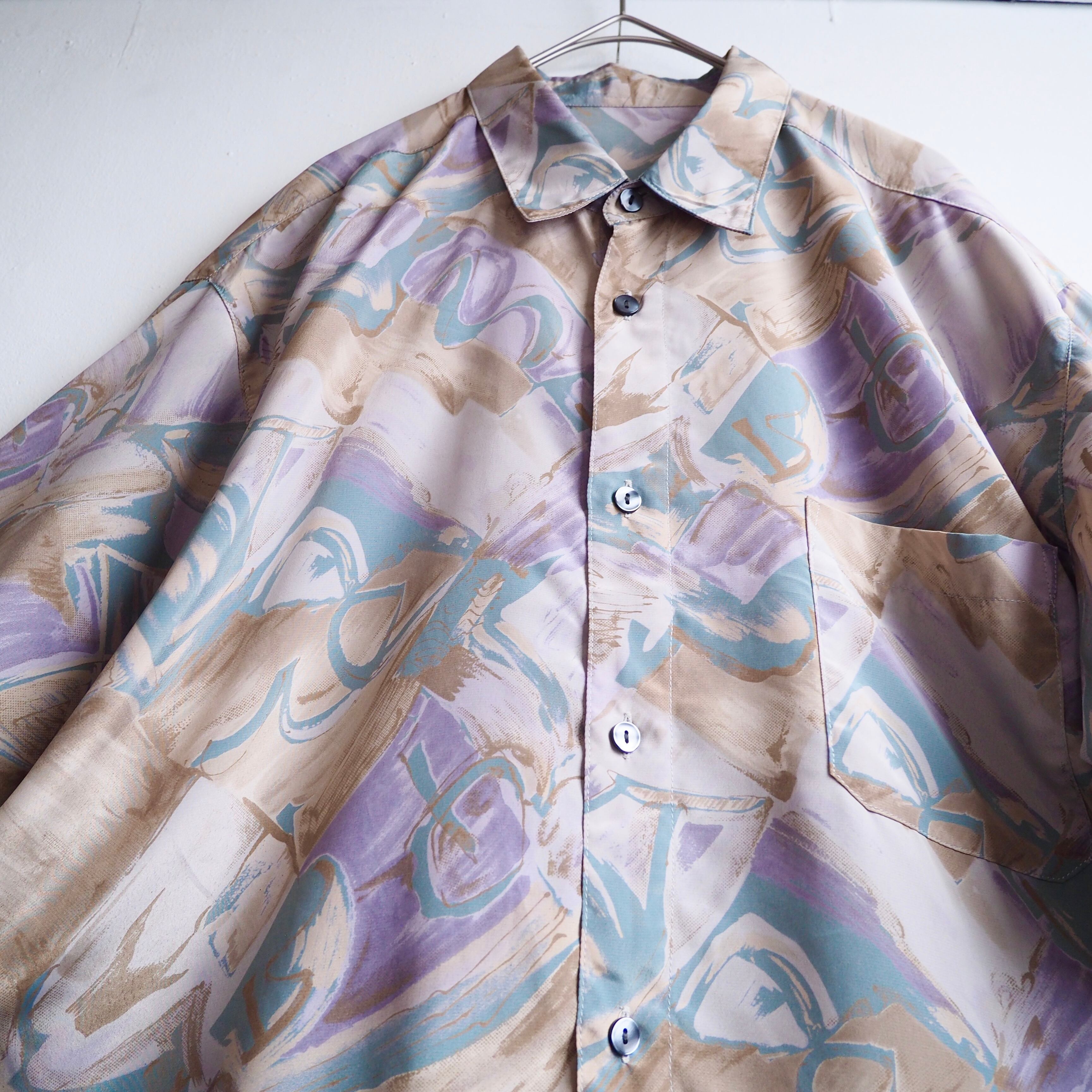 1990s Bewitching Beautiful magenta art Design vintage Drape loose shirt