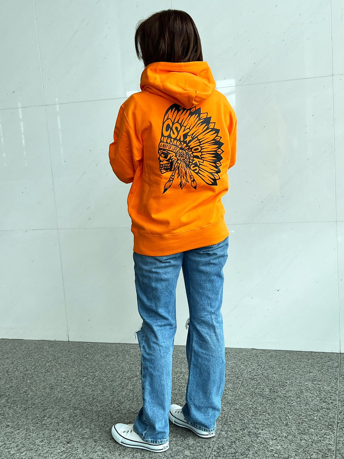 オリジナルフーディー インディアン2オルテガ オレンジxブラック