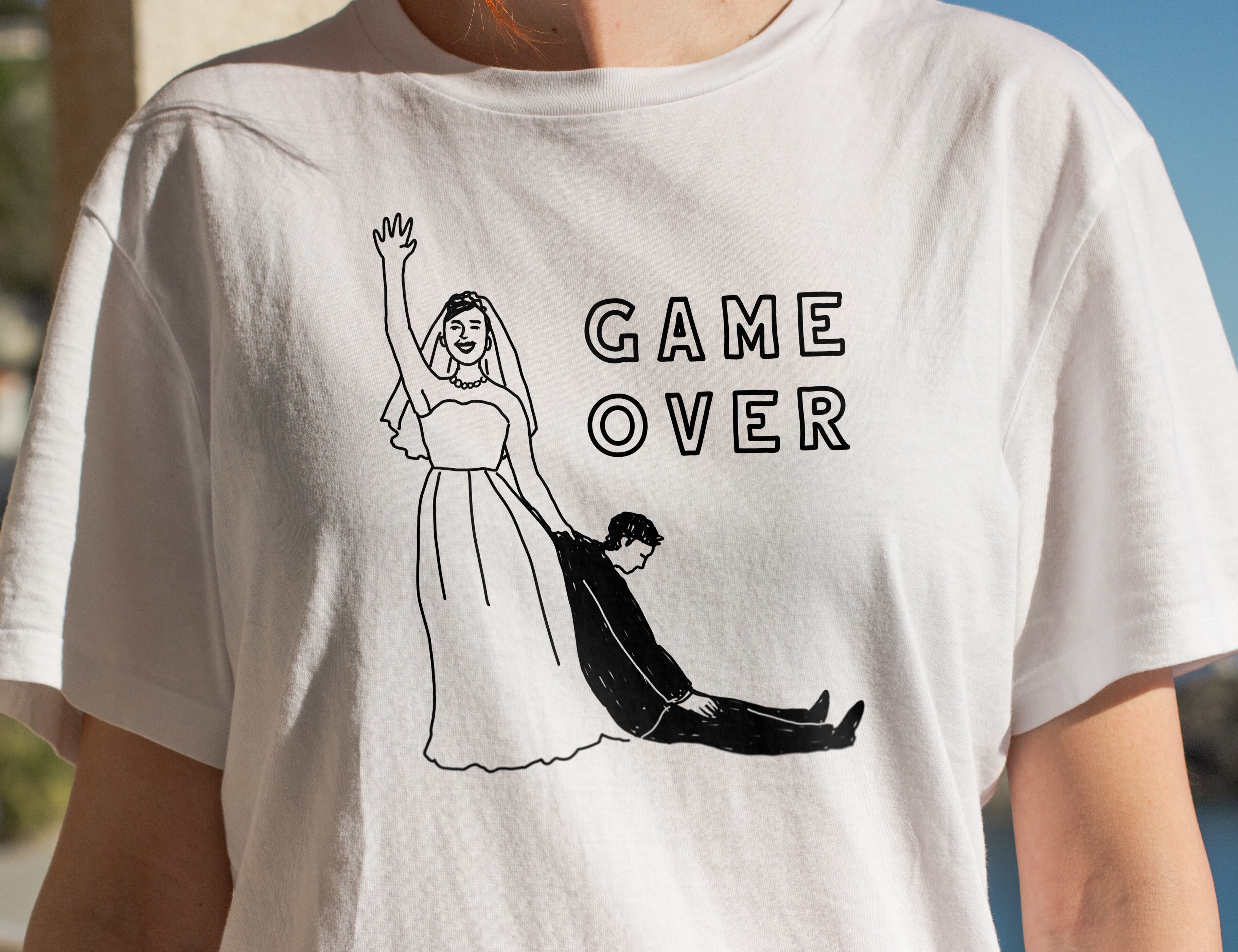 送料無料】新郎新婦 ペアTシャツ GAME OVER │ 結婚 ウェディング 前