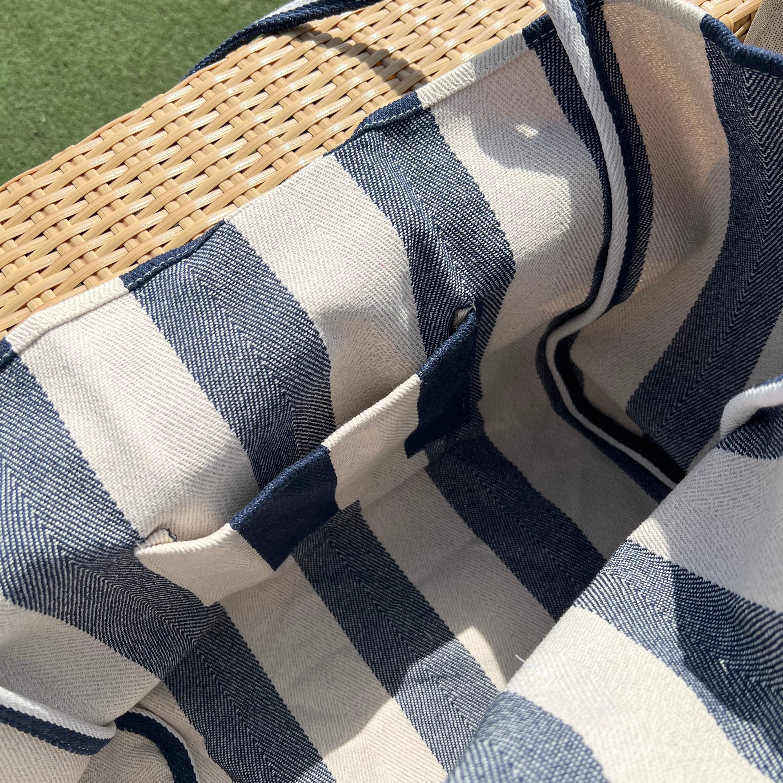 Stripe tote bag - Navy | Surfrise <サーフライズ>