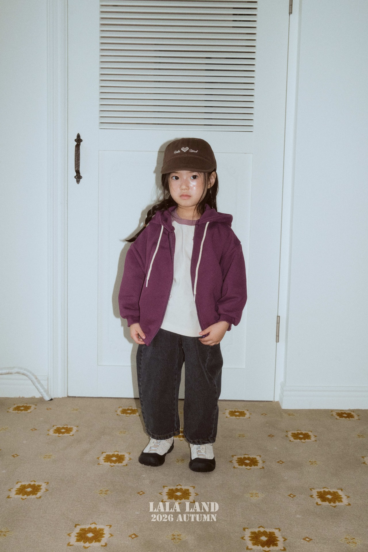 韓国子供服 / LALALAND / 26Autumn / ヴィンテージ フードジップアップ / 秋服 / キッズ *XS~XL*